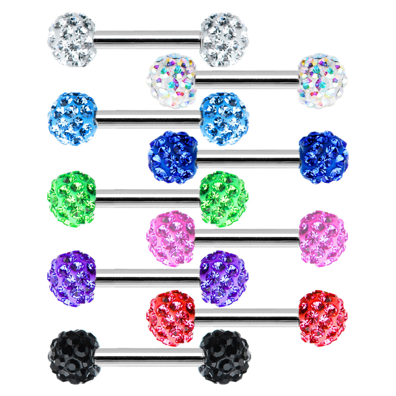 Surgical Steel Nipple Ring Barbell 16 Gauge 1/2" with Ferido CZ Gem