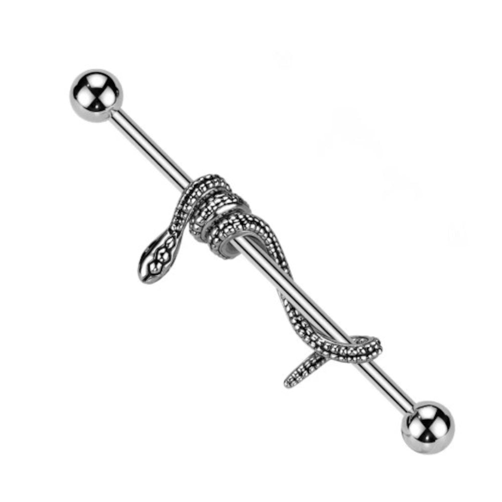 Surgical Steel Industrial Barbell 14 Gauge 38mm with Wrapped Snake - photo 8