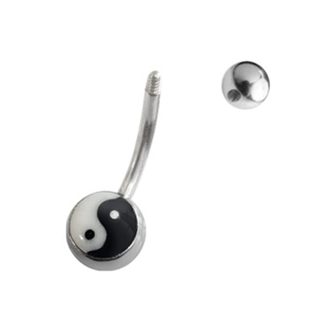 Surgical Steel 14 Gauge Belly Ring with Yin Yang Logo - photo 3