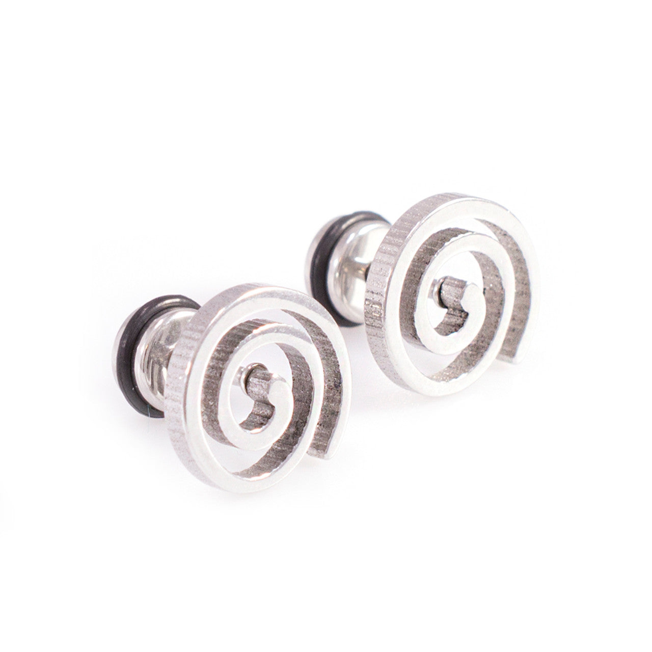 Surgical Steel Fake Cheater Earring Plugs 16 Gauge with Swirl - Pair