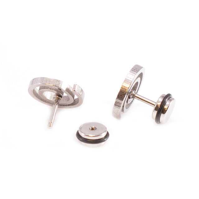 Surgical Steel Fake Cheater Earring Plugs 16 Gauge with Swirl - Pair