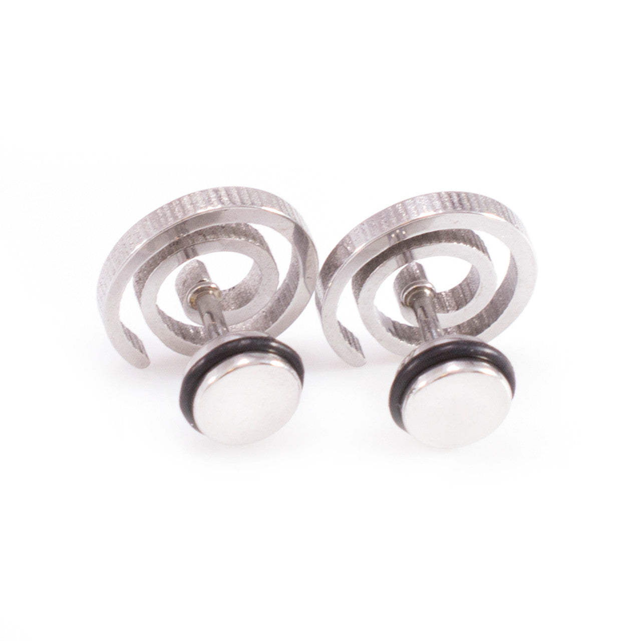 Surgical Steel Fake Cheater Earring Plugs 16 Gauge with Swirl - Pair