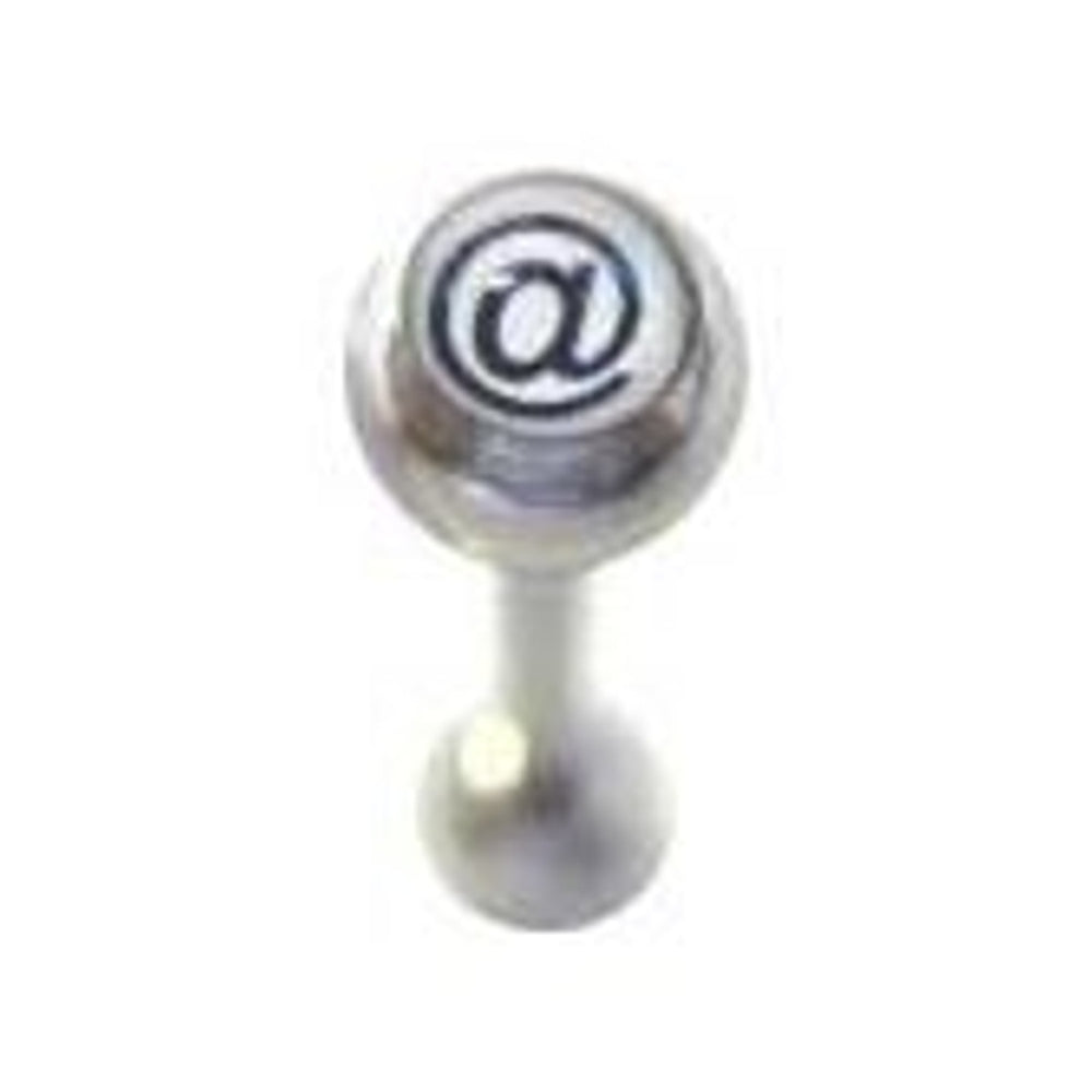 Surgical Steel 14 Gauge Tongue Barbell with @ Symbol