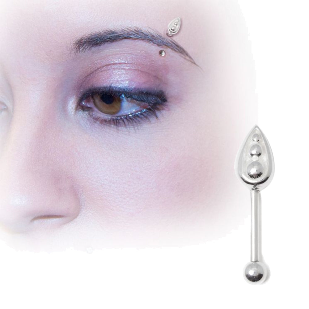 Surgical Steel 16 Gauge Eyebrow Barbell with Teardrop Flame Top