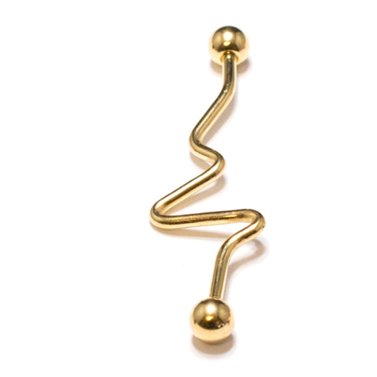Surgical Steel Industrial Barbell 14 Gauge with Wavy Spiral Design