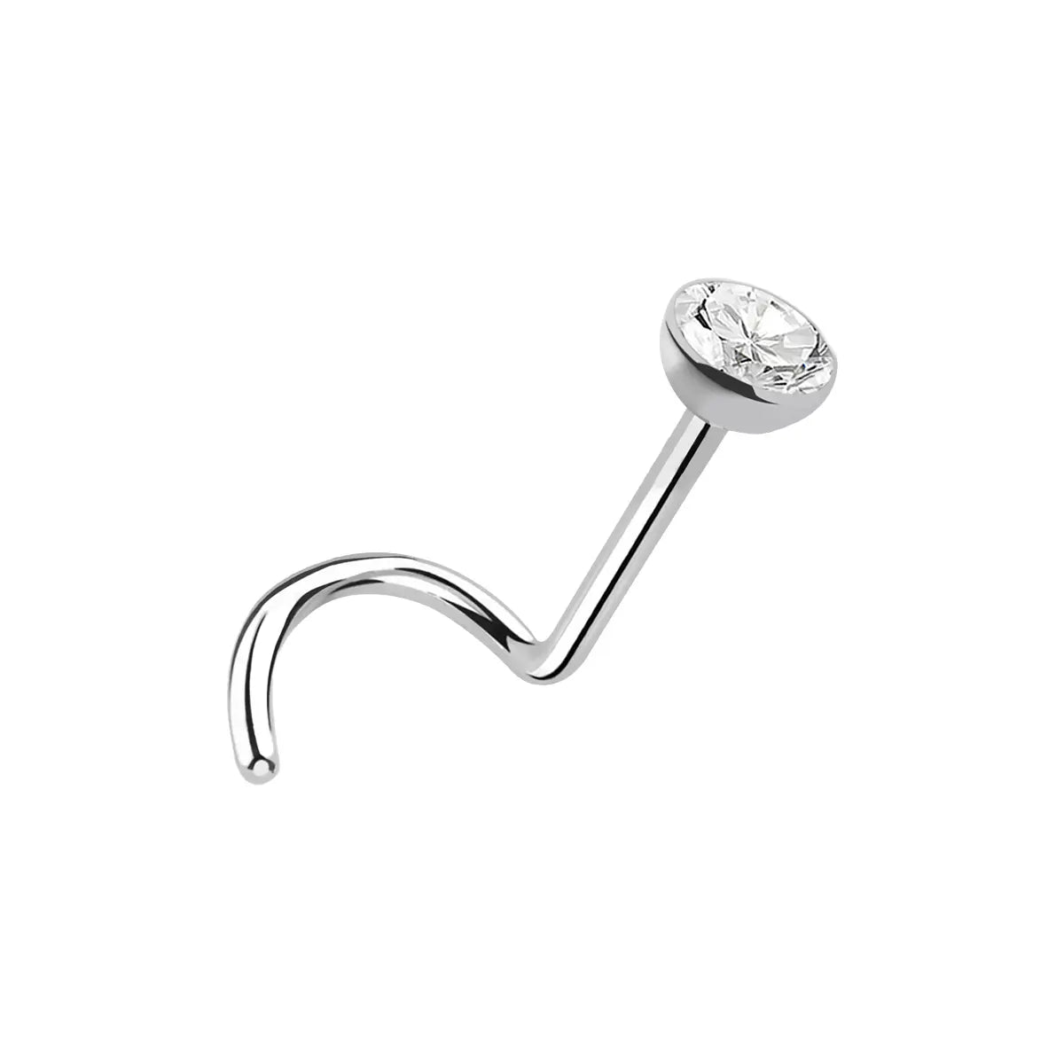 Titanium Corkscrew Nose Ring 18 & 20 Gauge 6mm with CZ - photo 13
