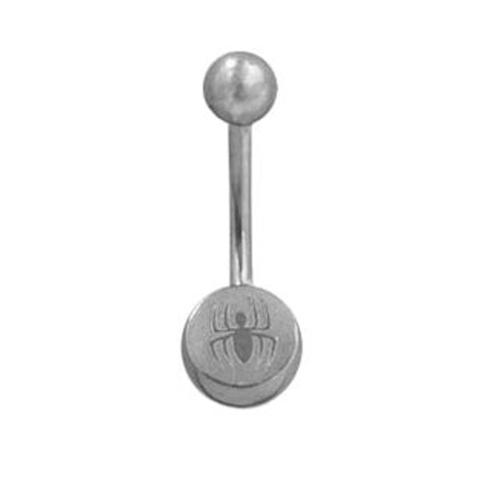 Titanium 14 Gauge Belly Ring with Etched Engraved Spider - photo 7