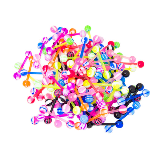 Bio-Flex Tongue Ring Straight Barbell 14 Gauge 5/8" (16 MM) - 100 Pack