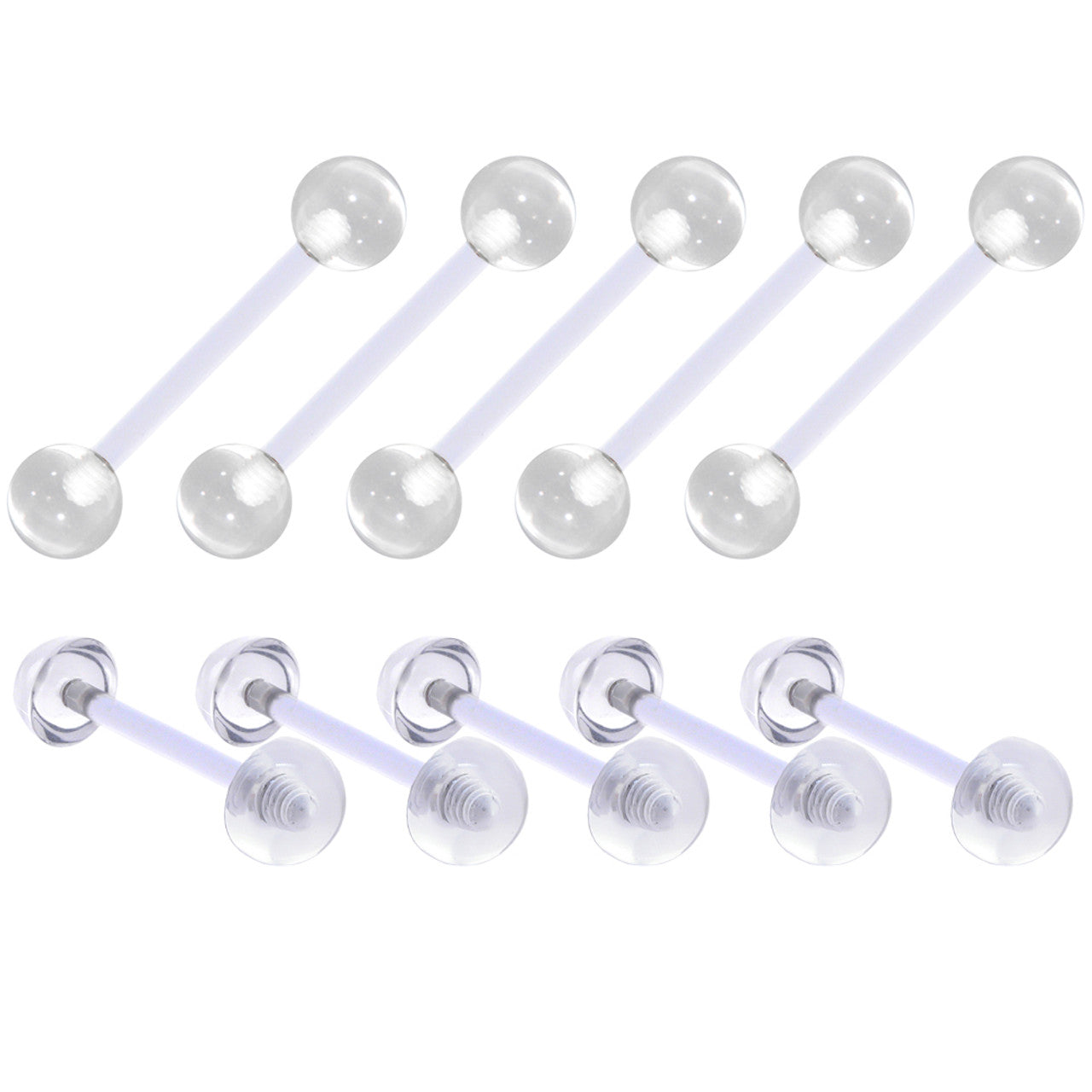 Bio-Flex Flexible Barbell Clear Retainer 14 Gauge Tongue - 10 Piece