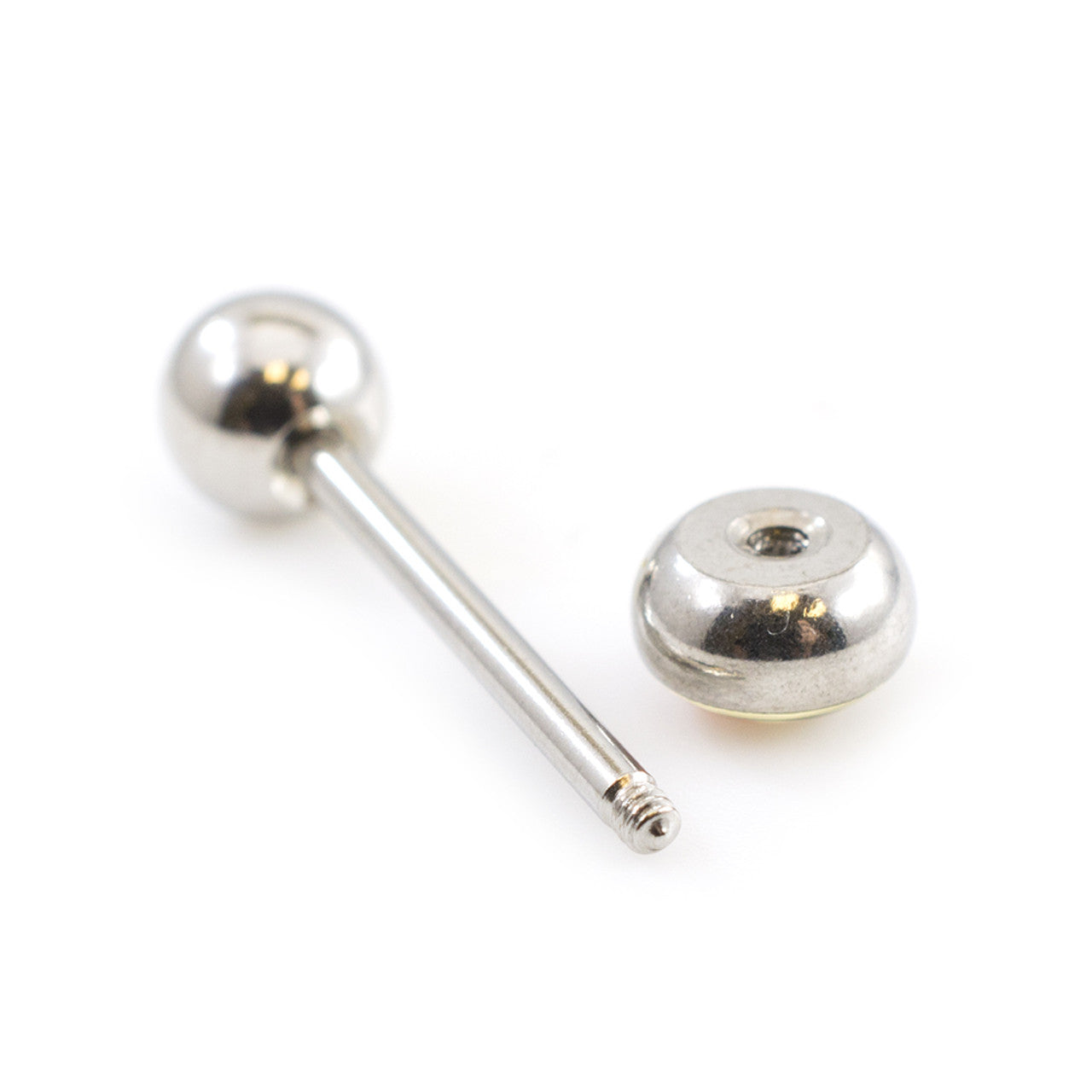 Surgical Steel Tongue Ring Straight Barbell 14 Gauge With Heart Logo
