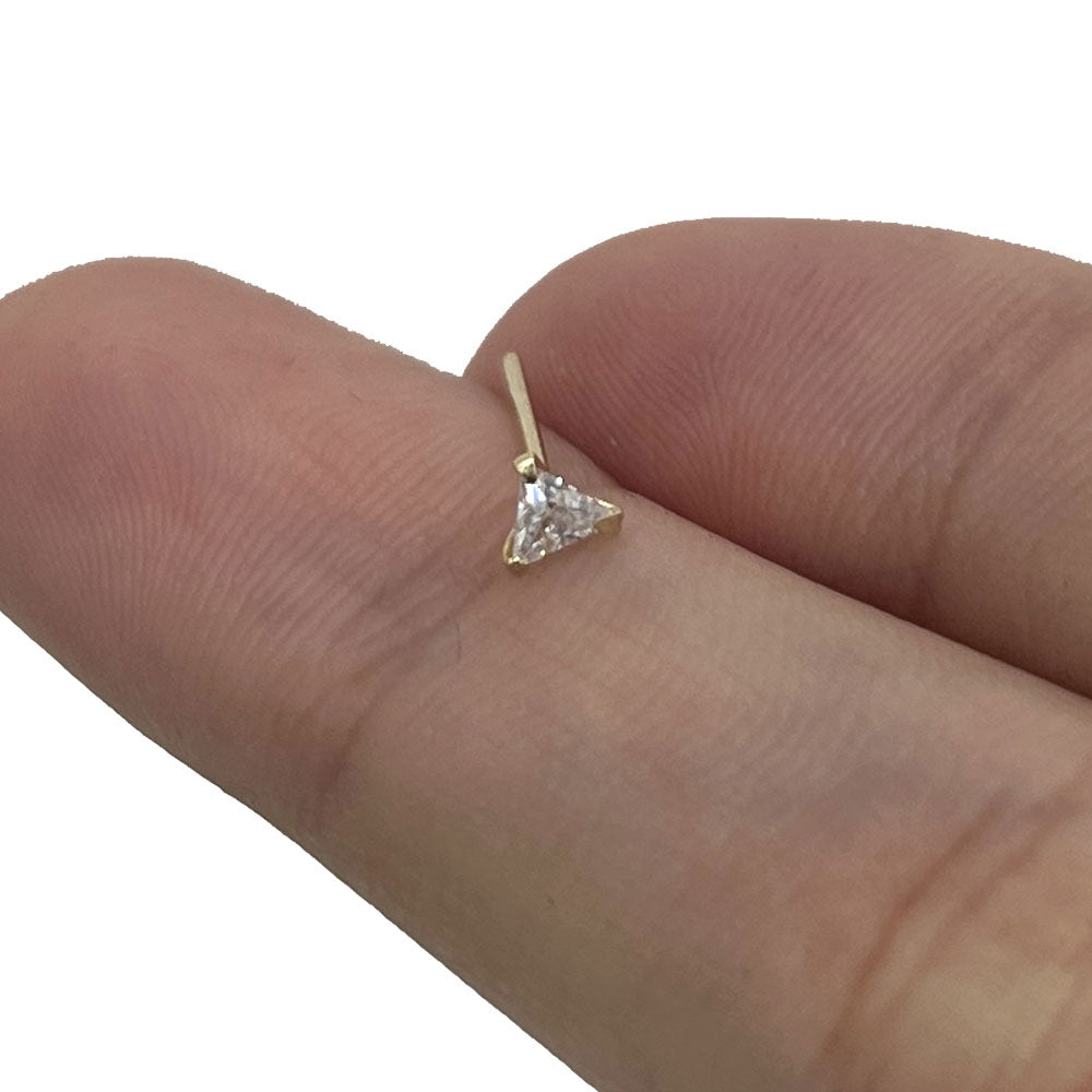 14K Solid Gold Bendable Fishtail Nose Stud 22G with CZ - 4 Shapes - photo 11