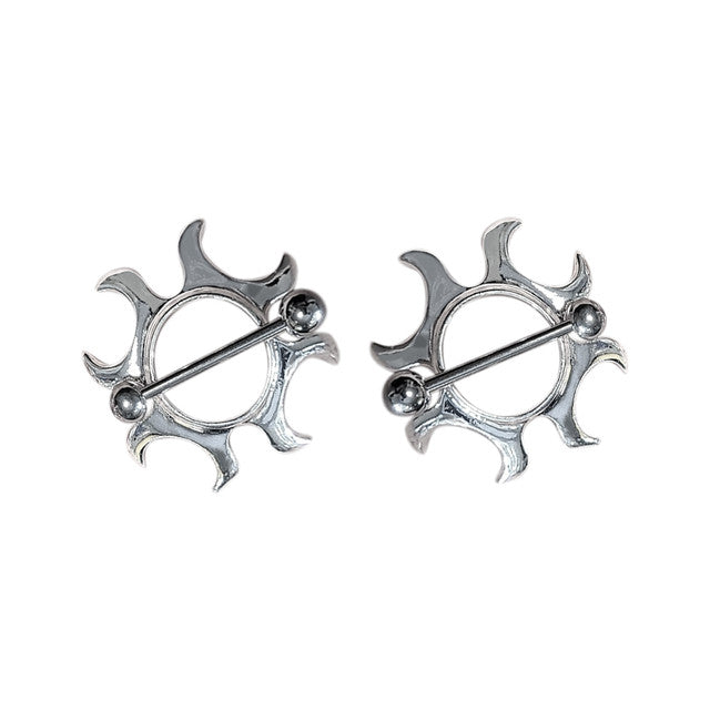 Surgical Steel Tribal Sun Fire Nipple Shield Rings 14G 18mm - Pair - photo 3