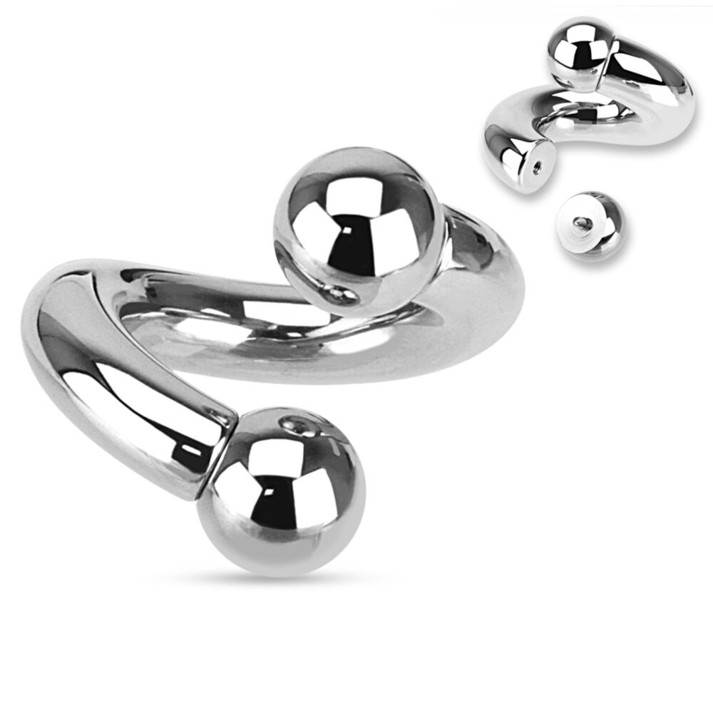 Surgical Steel Twist Spiral Barbell Ring 8 to 00 Gauge Internal Thread