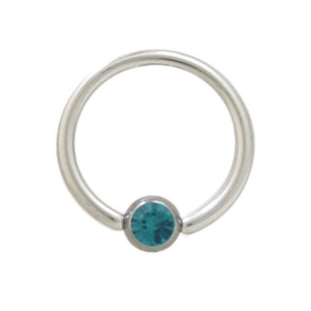 Surgical Steel 14 & 16 Gauge Captive Bead Ring with Turquoise CZ