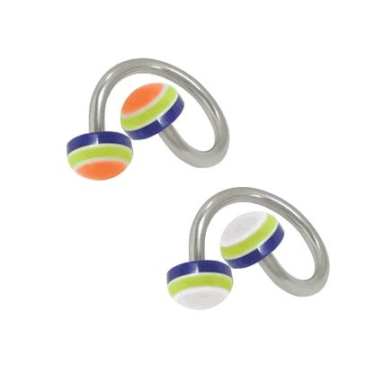 Surgical Steel 14 Gauge Twister Ring with UV Acrylic Half Bead
