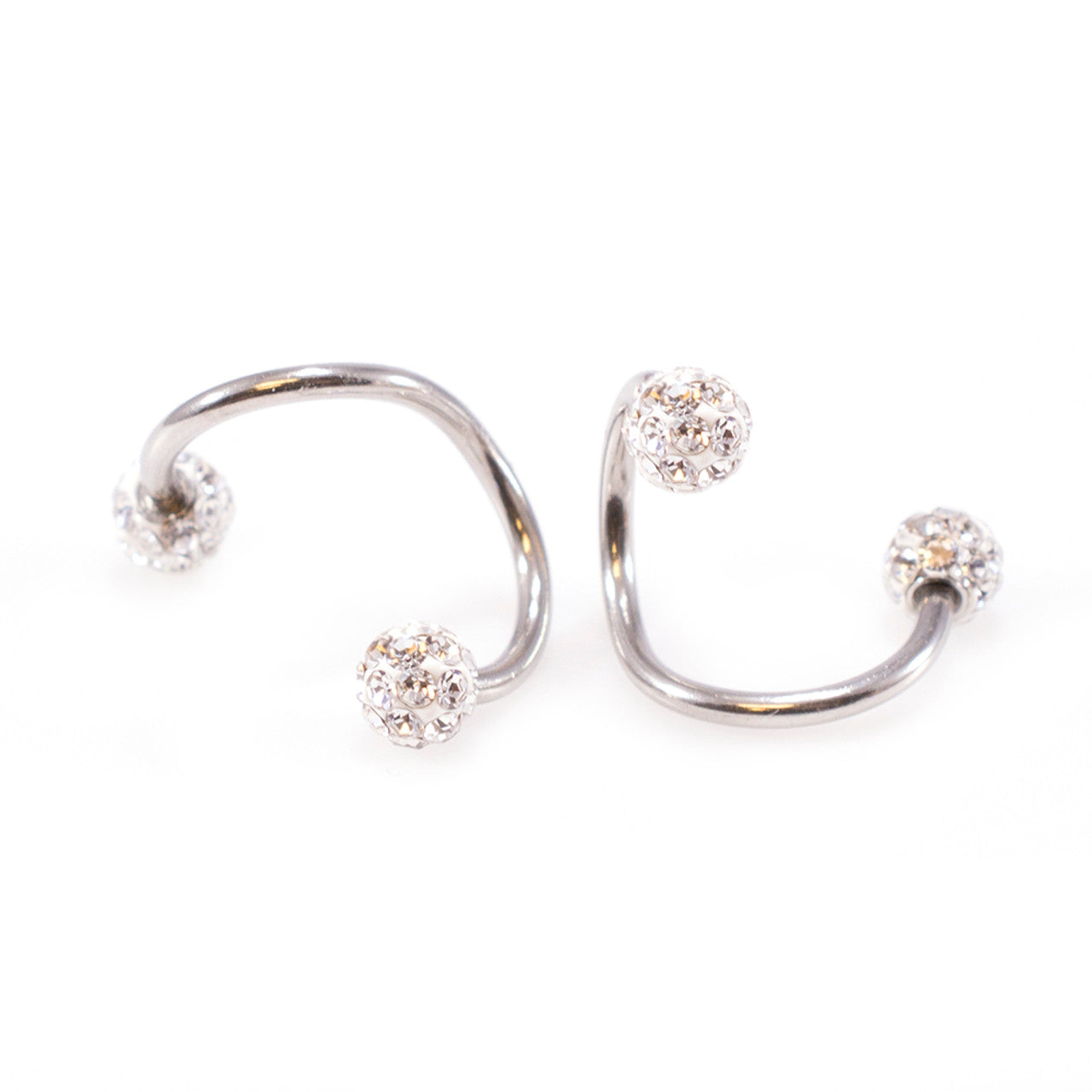 Surgical Steel Spiral Barbell Ring 16 & 14 Gauge With Ferido Ball - Pair