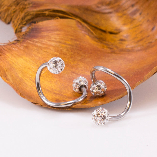 Surgical Steel Spiral Barbell Ring 16 & 14 Gauge With Ferido Ball - Pair
