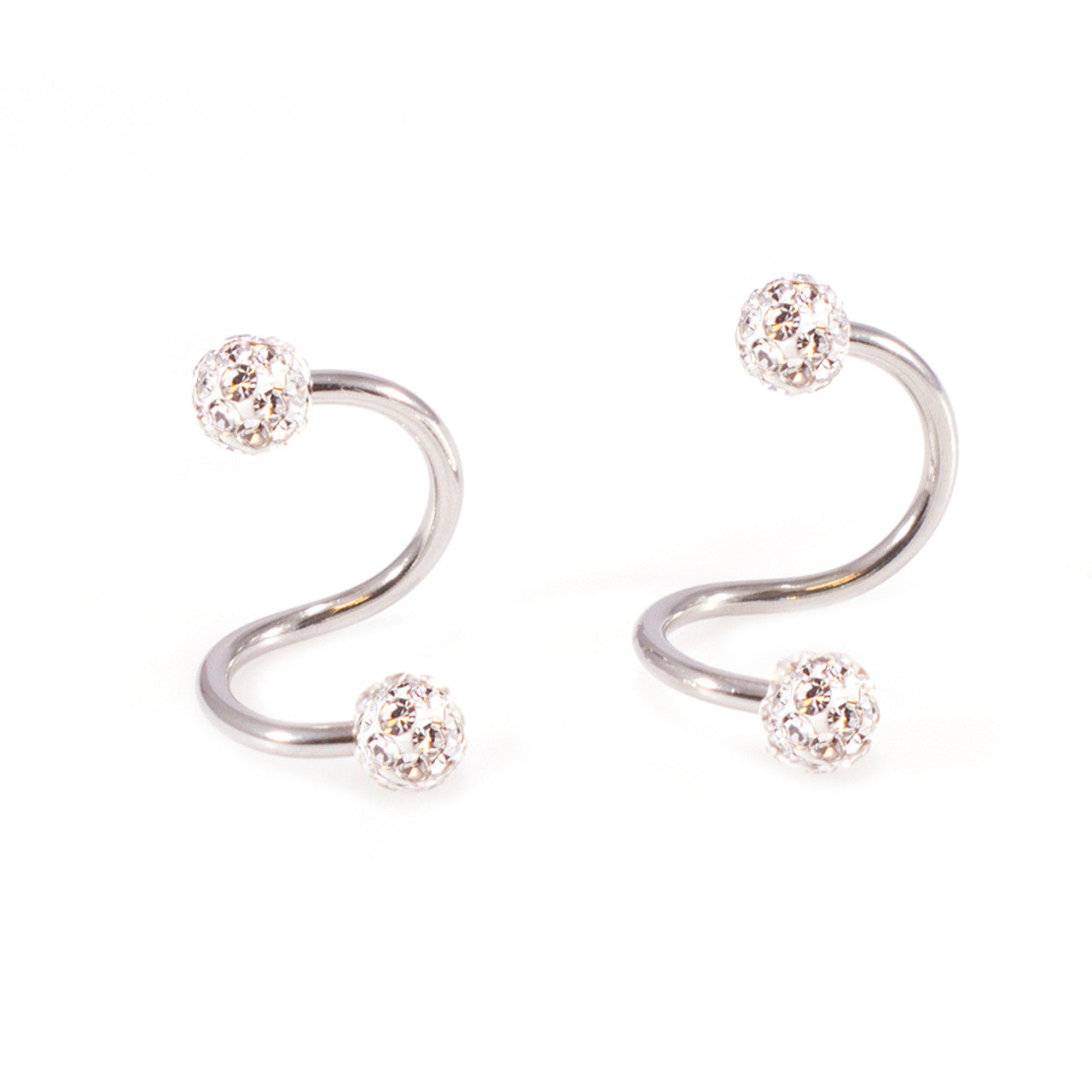 Surgical Steel Spiral Barbell Ring 16 & 14 Gauge With Ferido Ball - Pair
