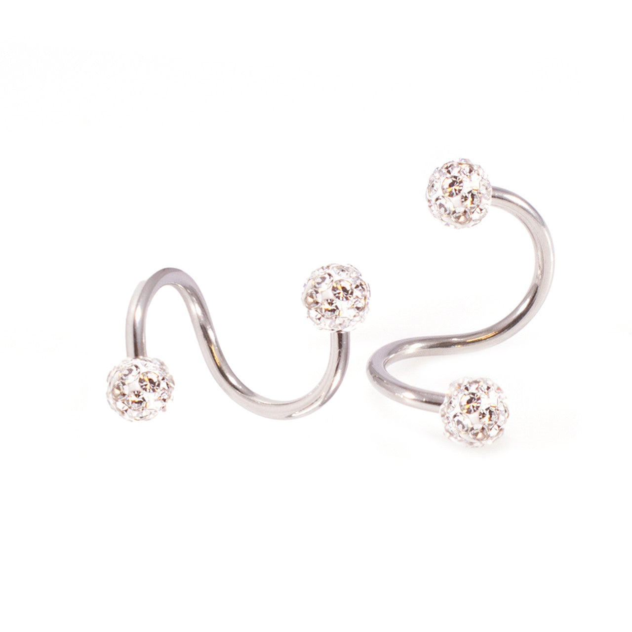 Surgical Steel Spiral Barbell Ring 16 & 14 Gauge With Ferido Ball - Pair