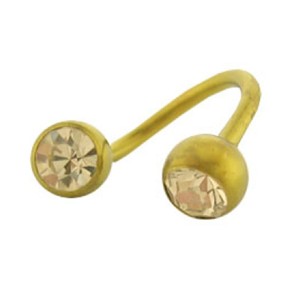 Titanium 14 Gauge Gold Twister Spiral Ring with Clear CZ Bead - photo 2