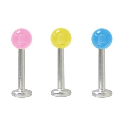 Surgical Steel Labret Monroe 16G & 18G with UV Bead - 24 Options
