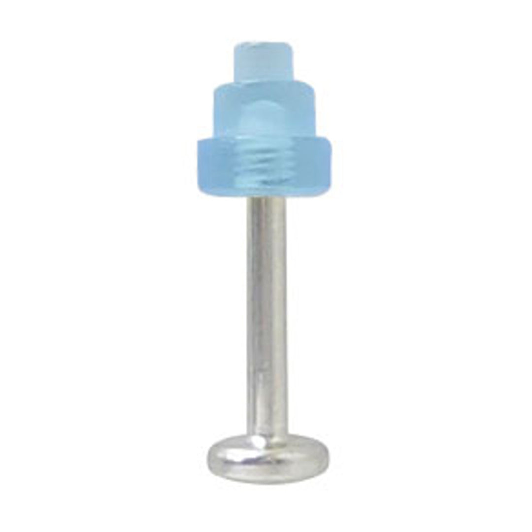 Surgical Steel 16 & 18 Gauge Labret Stud with UV Blue Acrylic Spike
