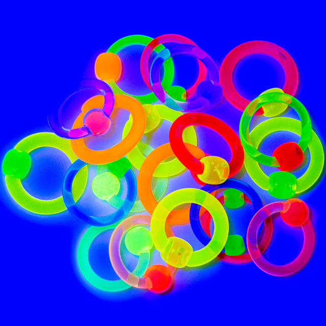 Acrylic UV Glow Captive Bead Rings 12 to 6 Gauge - 20 Pack - photo 3