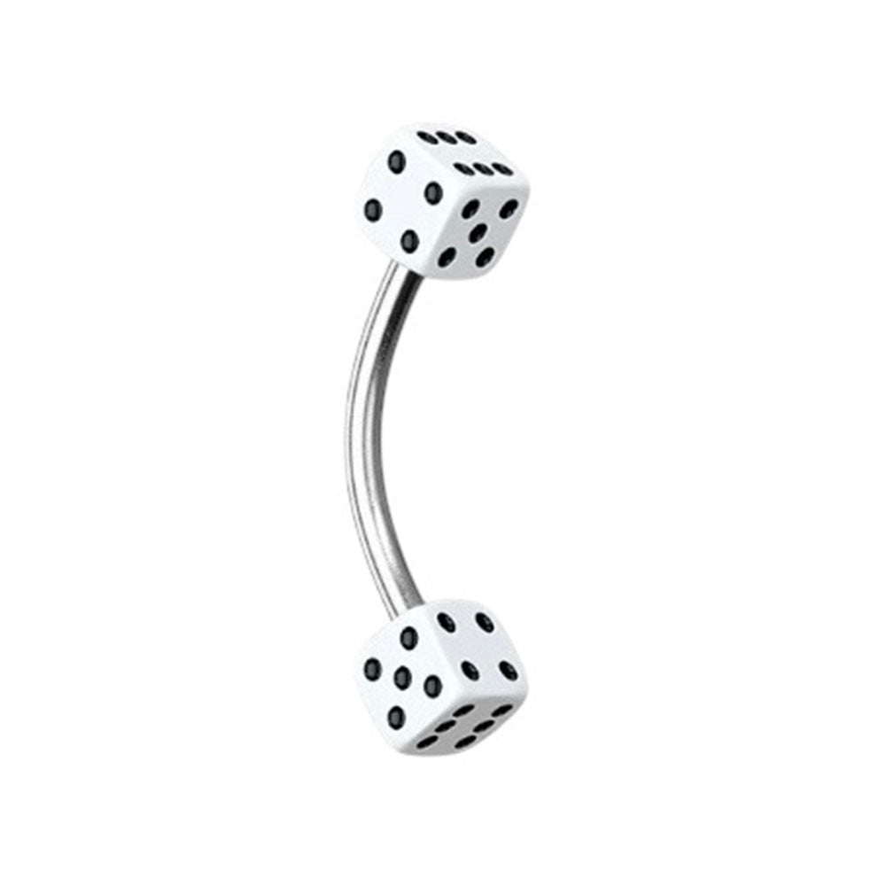 Surgical Steel Curved Barbell 16G with UV Acrylic Dice - 10 Colors - photo 14