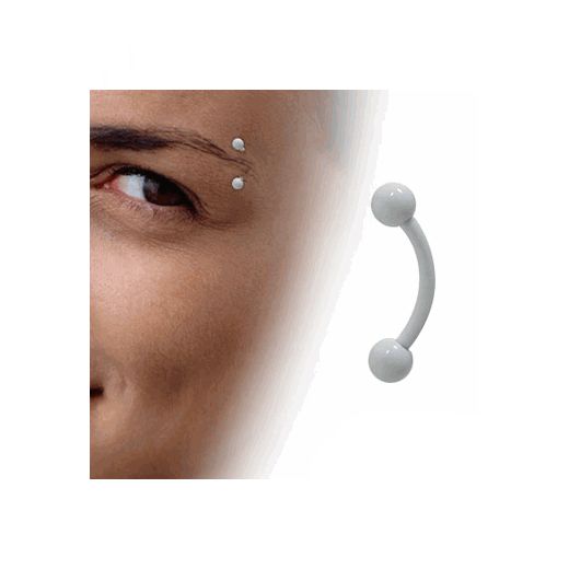 Surgical Steel 16 Gauge White Electro Plated Curved Eyebrow Ring