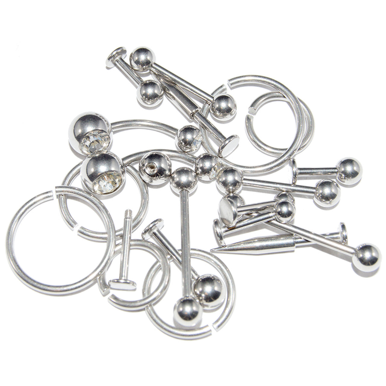 Surgical Steel Body Jewelry Pack 14 Gauge Mixed Length Style - 20 Pack