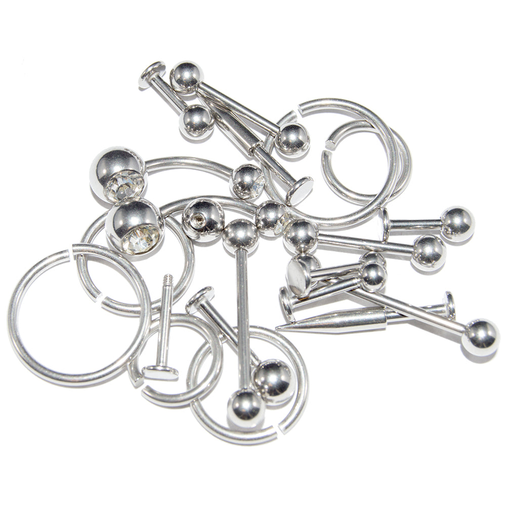 Surgical Steel Wholesale Mixed Body Jewelry 14 Gauge - 20 Pack