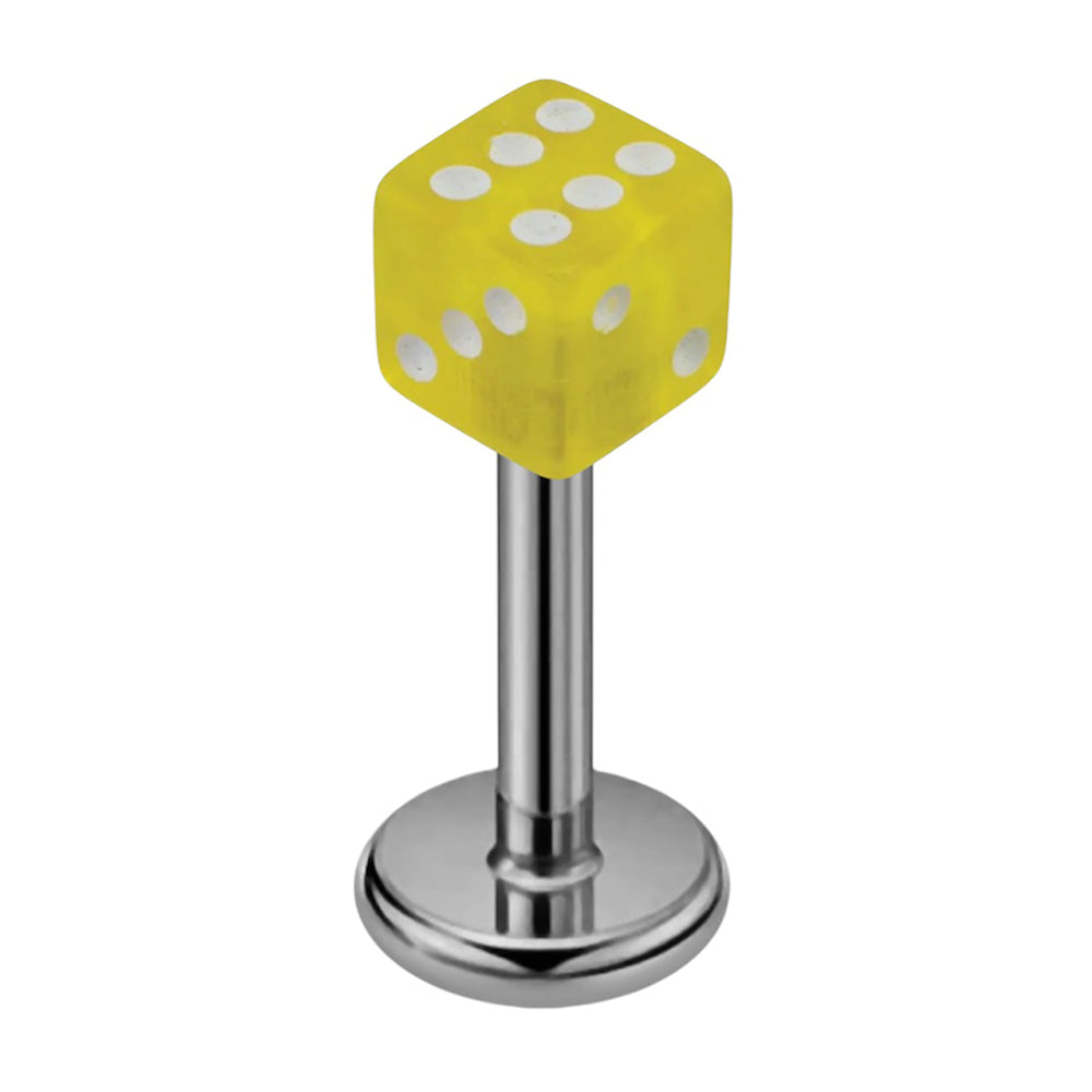 Surgical Steel 16 Gauge Flat Back Labret Stud with Acrylic Dice - photo 13