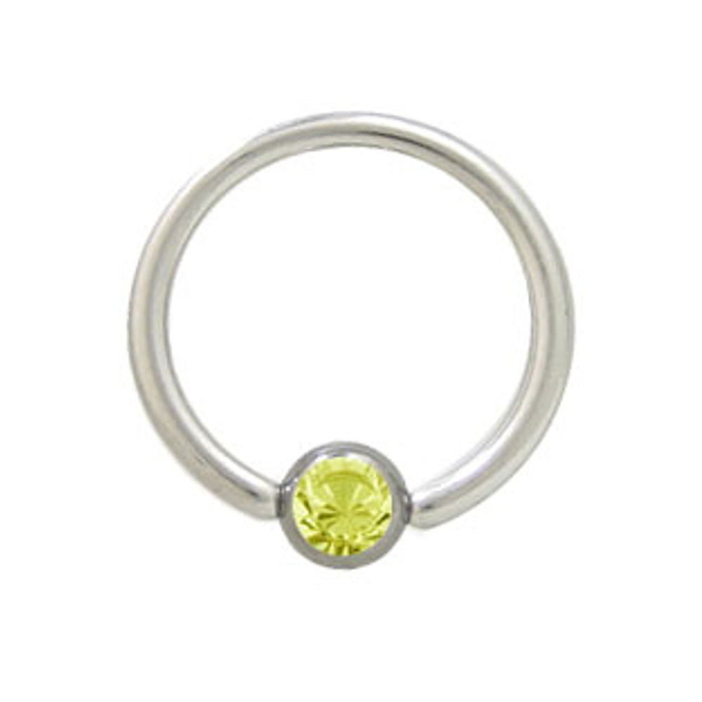 Surgical Steel 14 & 16 Gauge Captive Bead Ring with Yellow CZ