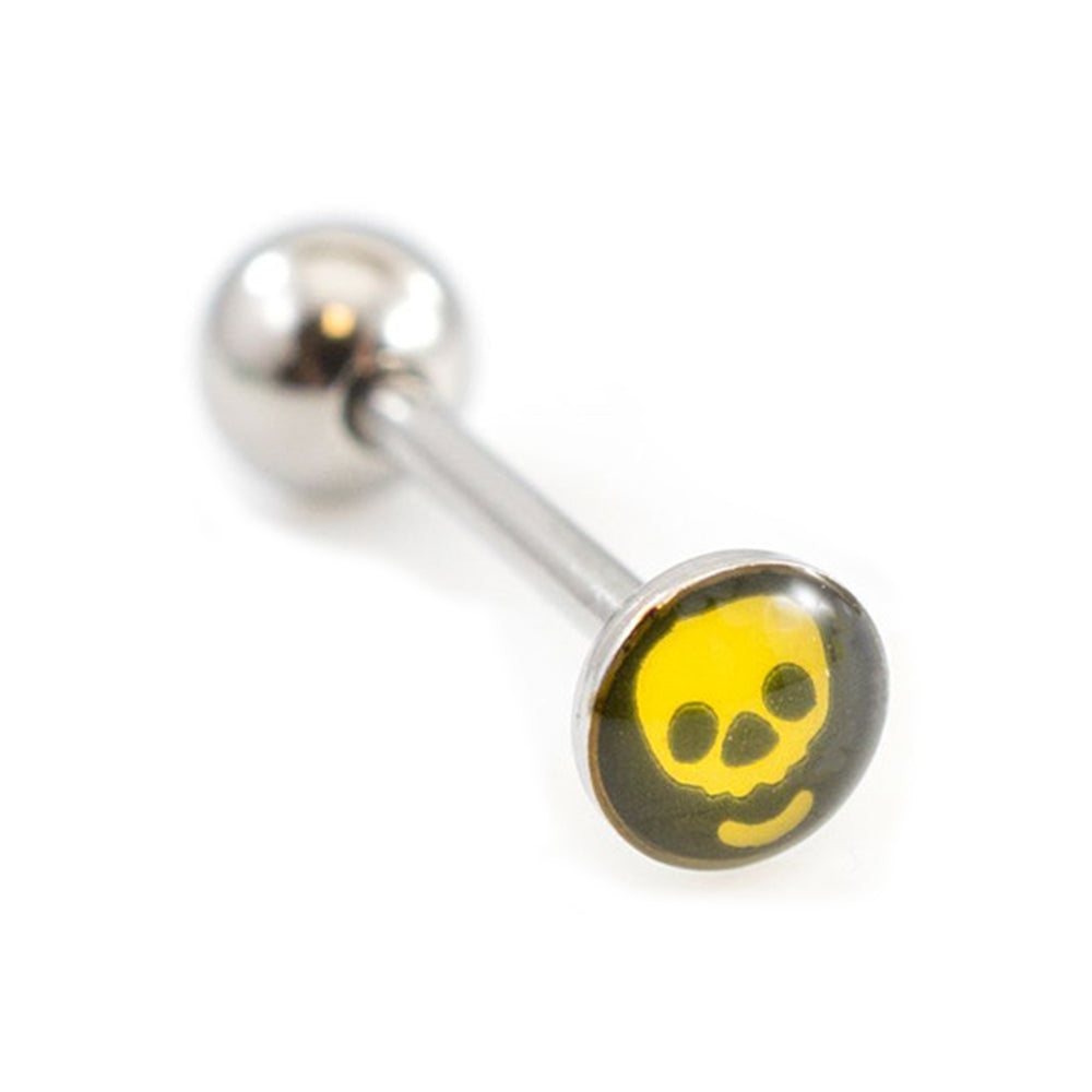 Surgical Steel 14 Gauge Skull Head Tongue Barbell Ring - photo 6