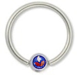 Surgical Steel 14 Gauge Captive Bead Ring with Flower Logo Bead