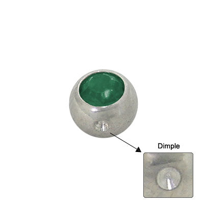 Surgical Steel Green Jeweled Dimple Bead - 4mm 5mm 6mm