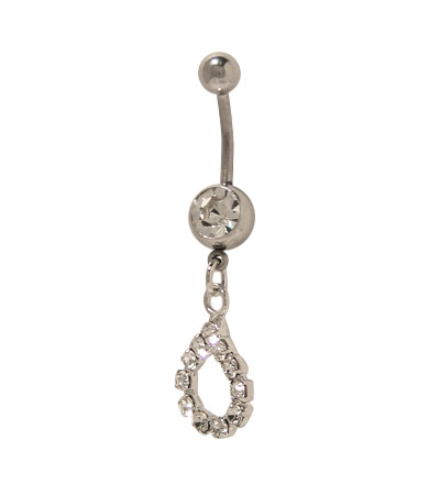 Surgical Steel 14 Gauge Curved Belly Ring with Circular CZ Dangler