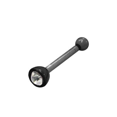 Black Acrylic 18 Gauge Nose Bone with Clear CZ Gem