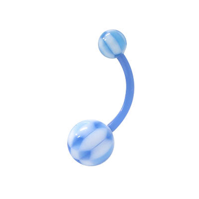 Bioplast Flex 14 Gauge Belly Ring with Blue UV Beach Ball