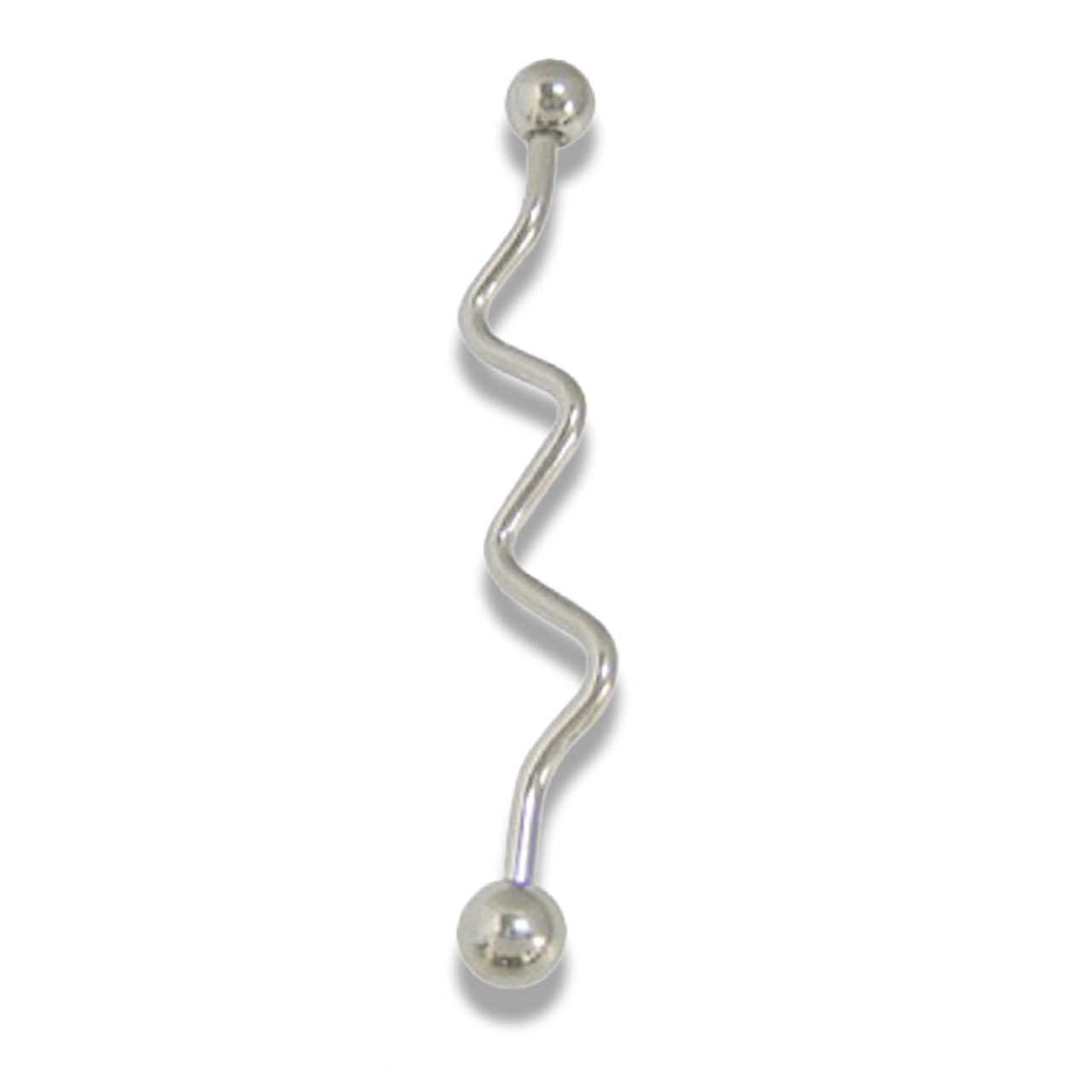 Surgical Steel Industrial Barbell 14 Gauge with Wavy Spiral Design