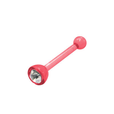 Red Acrylic 18 Gauge Nose Bone with Clear CZ Gem