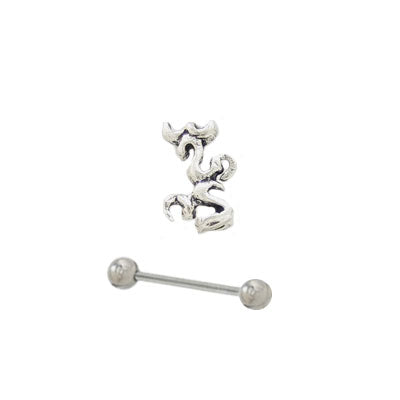 Surgical Steel 16 Gauge Eyebrow Barbell with Abstract Guard