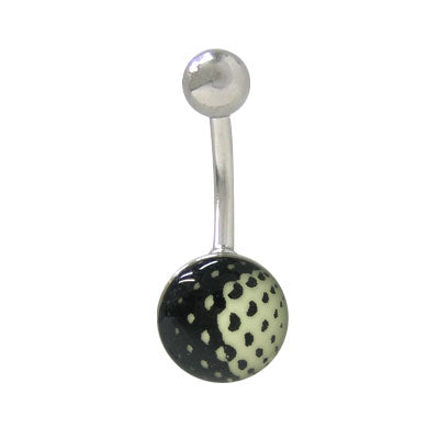 Surgical Steel 14 Gauge Belly Ring with Glow in the Dark Dot Design
