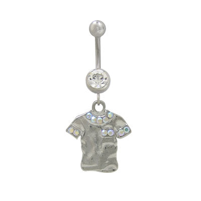Surgical Steel 14 Gauge Belly Ring with Dangling T-Shirt