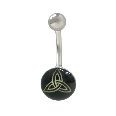 Surgical Steel 14 Gauge Belly Ring with Glow in Dark Triquetra Knot