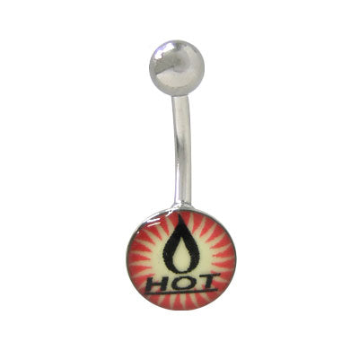 Surgical Steel 14 Gauge Belly Ring with Glow in the Dark Word HOT