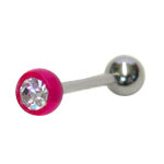Surgical Steel 14 Gauge Tongue Barbell with UV Replacement Bead