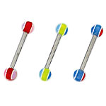 Surgical Steel 16 Gauge Straight Eyebrow Barbell with Striped UV Beads