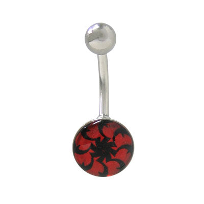 Surgical Steel 14 Gauge Belly Ring with Holographic Design