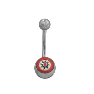 Titanium 14 Gauge Belly Button Ring with Flower Logo